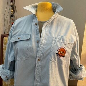 Vintage 90s Warner Bros Looney Tunes Space Jam Chambray Shirt